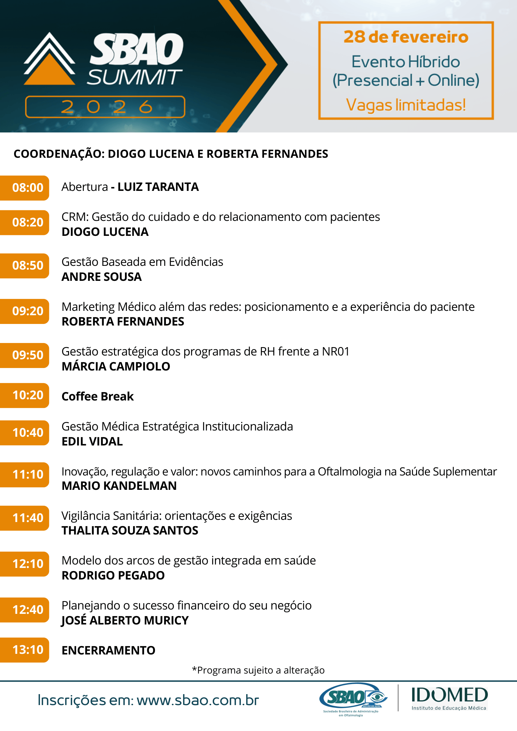 Programa&ccedil;&atilde;o SBAO Summit 2026